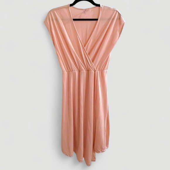Alya Blush Pink Cap Sleeve Faux Wrap Dress | Size M - Picture 1 of 5